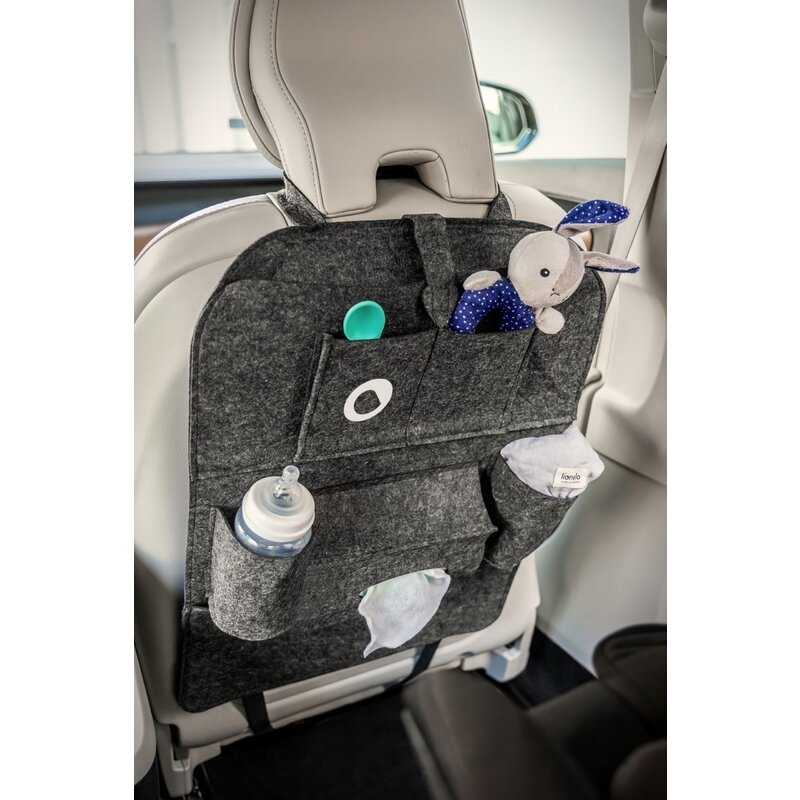 Lionelo - Organizator auto 2 in 1 si proctectie spatar auto, Cu multiple Buzunare, 70x55x40 cm, Gri Lionelo - Organizator auto 2 in 1 si proctectie spatar auto, Cu multiple Buzunare, 70x55x40 cm, Gri