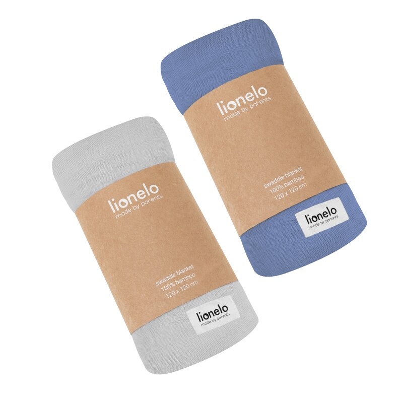 Lionelo - Paturica multifunctionala de infasat, Din bambus, 120x120 cm, Albastru Lionelo - Paturica multifunctionala de infasat, Din bambus, 120x120 cm, Albastru
