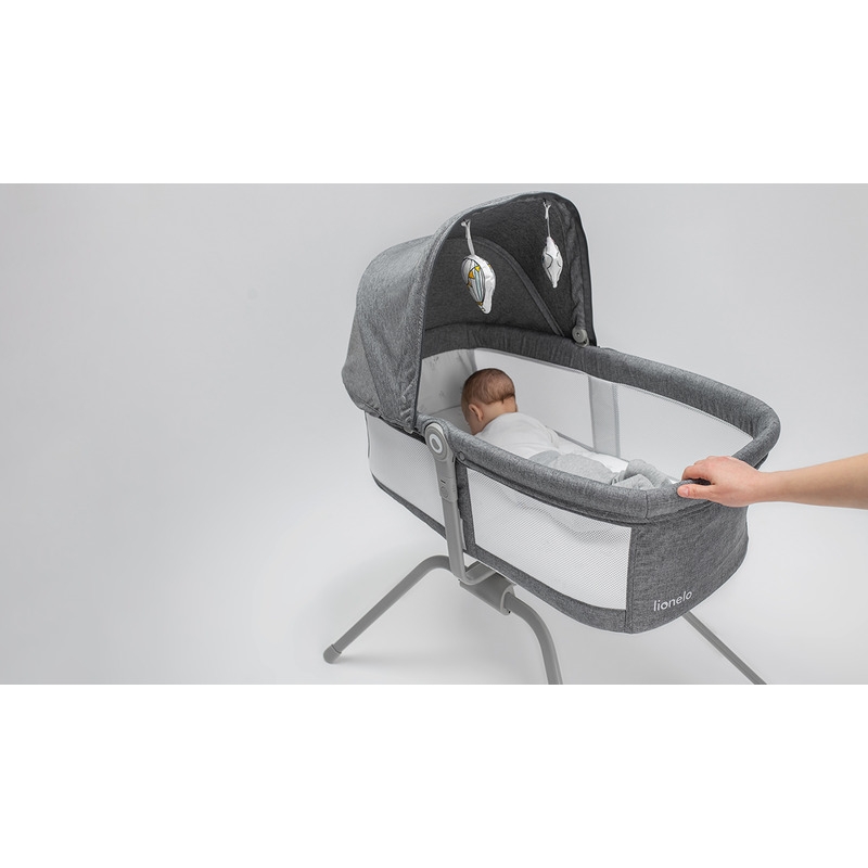 Lionelo - Patut balansoar Malin, 3 in 1, Pliabil, 0-9 kg, Geanta Transport, Asamblare Rapida, Ultra-Usor, Conform cu standardele europeane de securitate EN1130 si EN16890, Gri
