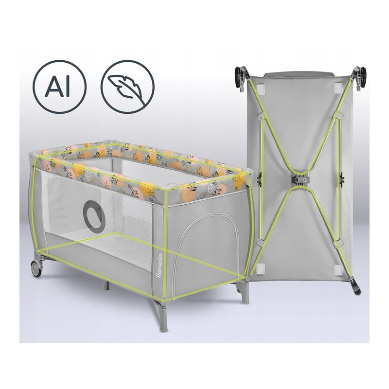 Lionelo - Patut pliant cu doua nivele, Stefi Plus, Cu intrare laterala cu fermoar, 2 roti, 120 x 60 cm, Conform cu standardul european de securitate EN 716, Roz/Galben Lionelo - Patut pliant cu doua nivele, Stefi Plus, Cu intrare laterala cu fermoar, 2 roti, 120 x 60 cm, Conform cu standardul european de securitate EN 716, Roz/Galben
