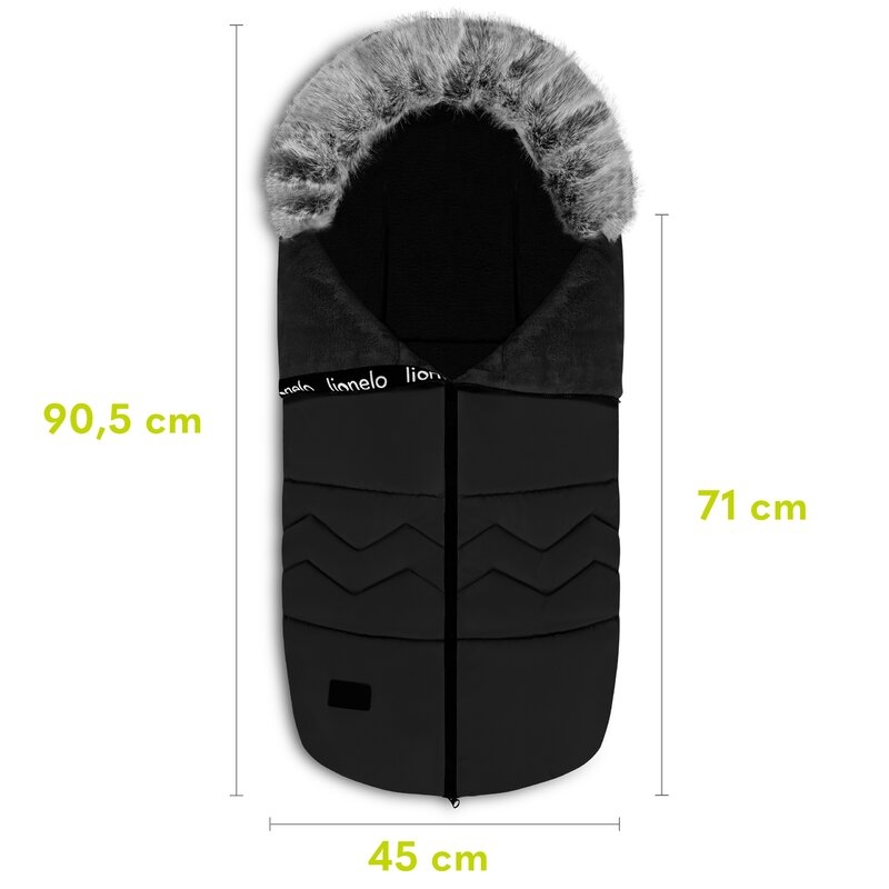 Lionelo - Sac de iarna pentru carucior Frode, 90x45 cm, Impermeabil, Universal, Negru Lionelo - Sac de iarna pentru carucior Frode, 90x45 cm, Impermeabil, Universal, Negru