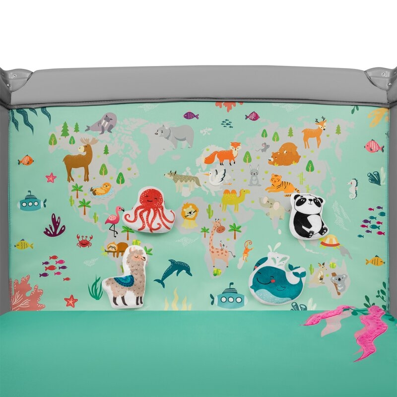 Lionelo - Tarc de joaca, Pliabil, Include covor educational incorporat cu 4 jucarii Velcro si geanta de transport, Cu roti si inchidere laterala, Saltea din spuma, 100x100 cm, Verde Lionelo - Tarc de joaca, Pliabil, Include covor educational incorporat cu 4 jucarii Velcro si geanta de transport, Cu roti si inchidere laterala, Saltea din spuma, 100x100 cm, Verde