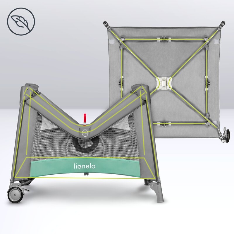 Lionelo - Tarc de joaca, Pliabil, Include covor educational incorporat cu 4 jucarii Velcro si geanta de transport, Cu roti si inchidere laterala, Saltea din spuma, 100x100 cm, Verde Lionelo - Tarc de joaca, Pliabil, Include covor educational incorporat cu 4 jucarii Velcro si geanta de transport, Cu roti si inchidere laterala, Saltea din spuma, 100x100 cm, Verde