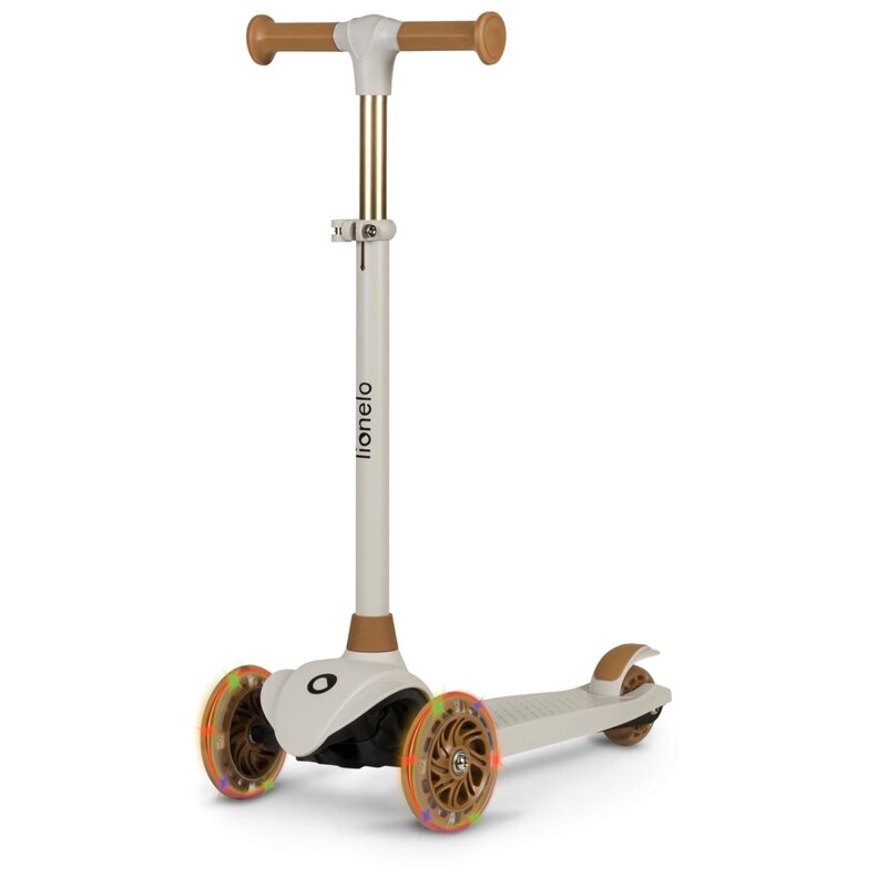 Lionelo - Trotineta pentru copii, Jessy, Pliabila, Pana la 50 Kg, Cu design ergonomic, Cu lumini LED, 56 x 26 x 67-82 cm, 3 ani+, Maro Lionelo - Trotineta pentru copii, Jessy, Pliabila, Pana la 50 Kg, Cu design ergonomic, Cu lumini LED, 56 x 26 x 67-82 cm, 3 ani+, Maro