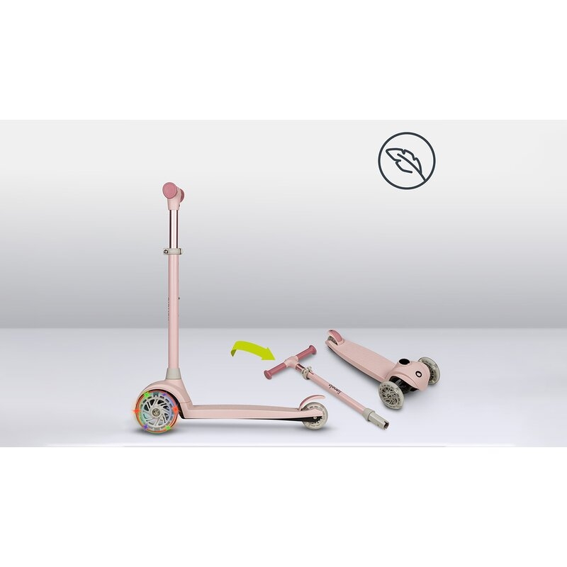 Lionelo - Trotineta pentru copii, Jessy, Pliabila, Pana la 50 Kg, Cu design ergonomic, Cu lumini LED, 56 x 26 x 67-82 cm, 3 ani+, Roz