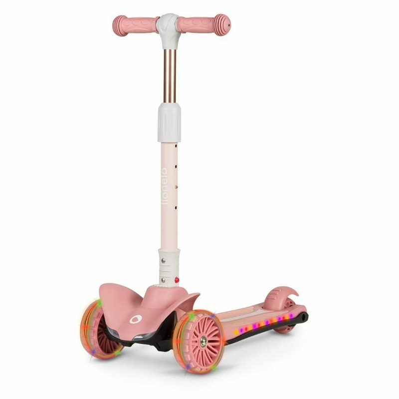 Lionelo - Trotineta Timy, Copii, Pliabila, Pana la 50 Kg, Cu design ergonomic, Cu lumini LED, 26,5 x 60 x 64-76 cm, 3 ani+, Roz Lionelo - Trotineta Timy, Copii, Pliabila, Pana la 50 Kg, Cu design ergonomic, Cu lumini LED, 26,5 x 60 x 64-76 cm, 3 ani+, Roz