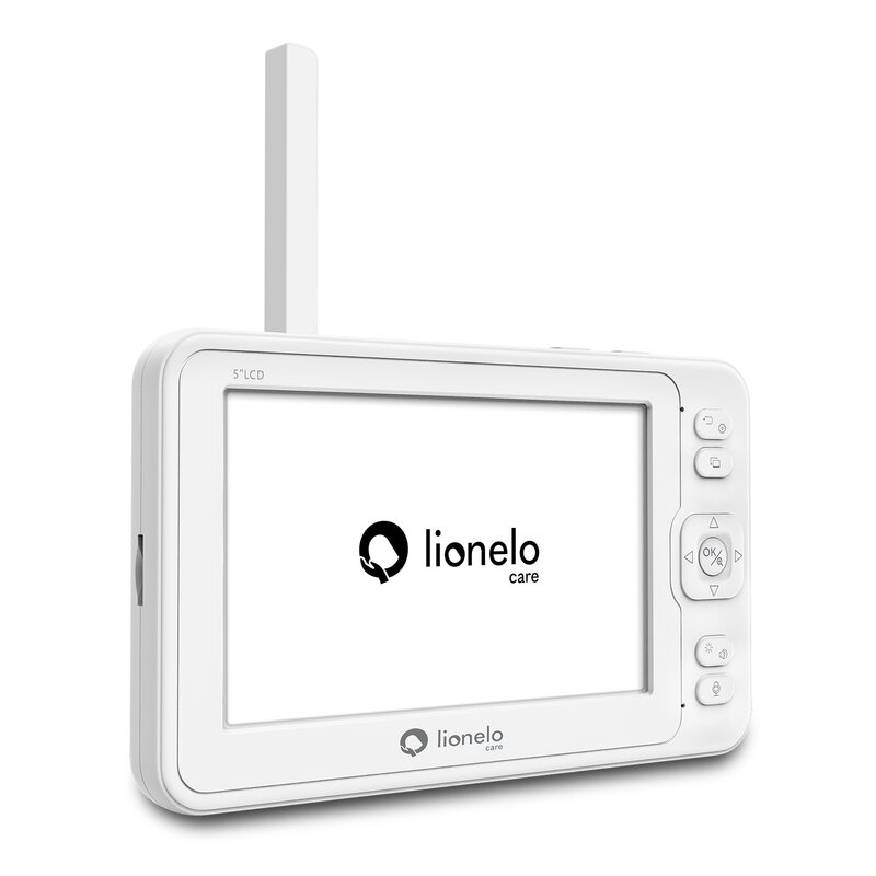 Lionelo - Videofon Babyline 8.3, Cu termometru, Cu melodii, Comunicare in 2 sensuri, Rotire 360 grade, Alb Lionelo - Videofon Babyline 8.3, Cu termometru, Cu melodii, Comunicare in 2 sensuri, Rotire 360 grade, Alb