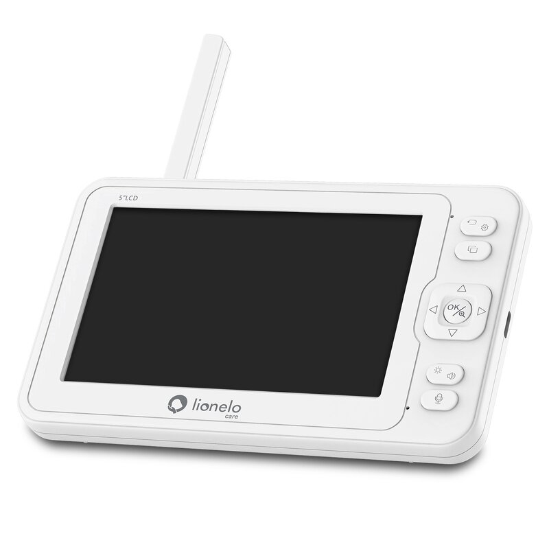 Lionelo - Videofon Babyline 8.3, Cu termometru, Cu melodii, Comunicare in 2 sensuri, Rotire 360 grade, Alb Lionelo - Videofon Babyline 8.3, Cu termometru, Cu melodii, Comunicare in 2 sensuri, Rotire 360 grade, Alb