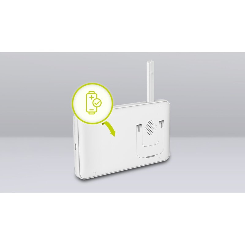 Lionelo - Videofon Babyline 8.3, Cu termometru, Cu melodii, Comunicare in 2 sensuri, Rotire 360 grade, Alb Lionelo - Videofon Babyline 8.3, Cu termometru, Cu melodii, Comunicare in 2 sensuri, Rotire 360 grade, Alb