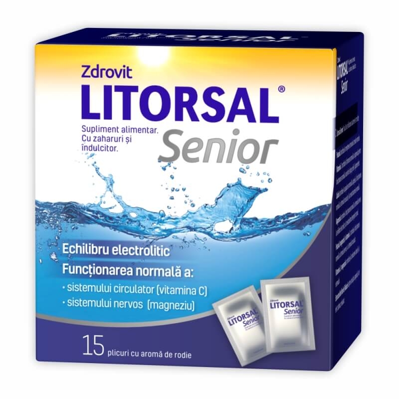 Litorsal Senior cu aroma de rodie, 15 plicuri, Zdrovit Litorsal Senior cu aroma de rodie, 15 plicuri, Zdrovit