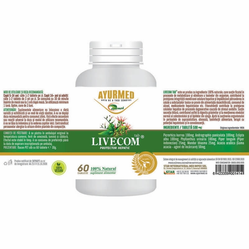 Livecom, 60 tablete, Ayurmed Livecom, 60 tablete, Ayurmed