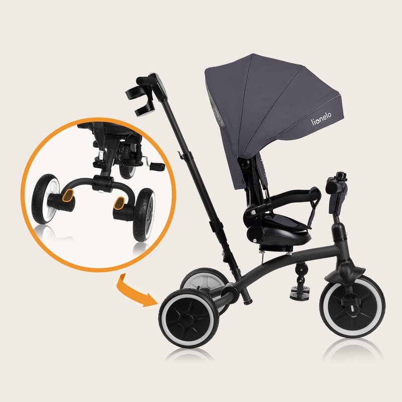 Tricicleta copii, Lionelo, Tris Plus, Ultrapliabila, Multifunctionala, Pana la 25 kg, Inclinare spatar in fata si in spate, Suport picioare, Control al directiei, Scaun reversibil, Rotire 360 grade, Conform cu EN71, 9 luni-5 ani, Gri Tricicleta copii, Lionelo, Tris Plus, Ultrapliabila, Multifunctionala, Pana la 25 kg, Inclinare spatar in fata si in spate, Suport picioare, Control al directiei, Scaun reversibil, Rotire 360 grade, Conform cu EN71, 9 luni-5 ani, Gri
