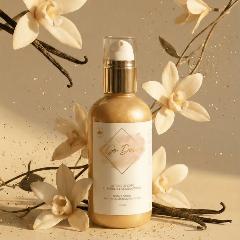 Lotiune de corp cu particule stralucitoare Vanilie Go Diva, 250 ml, Girl Own Cosmetics Lotiune de corp cu particule stralucitoare Vanilie Go Diva, 250 ml, Girl Own Cosmetics