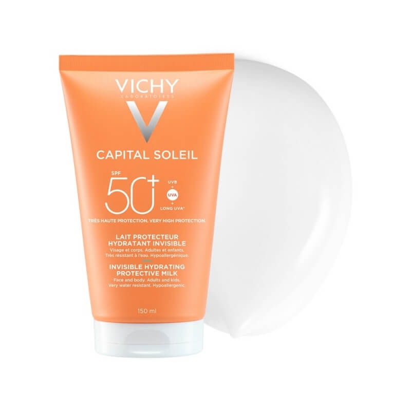 Lotiune hidratanta invizibila pentru fata si corp, SPF 50+ Capital Soleil, 150 ml, Vichy Lotiune hidratanta invizibila pentru fata si corp, SPF 50+ Capital Soleil, 150 ml, Vichy