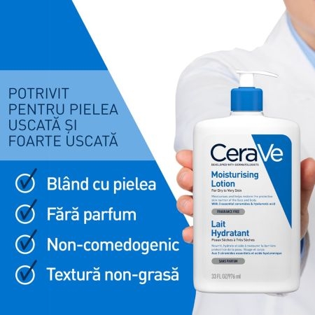 Lotiune hidratanta fata si corp piele uscata si foarte uscata, 976 ml, Cerave Lotiune hidratanta fata si corp piele uscata si foarte uscata, 976 ml, Cerave