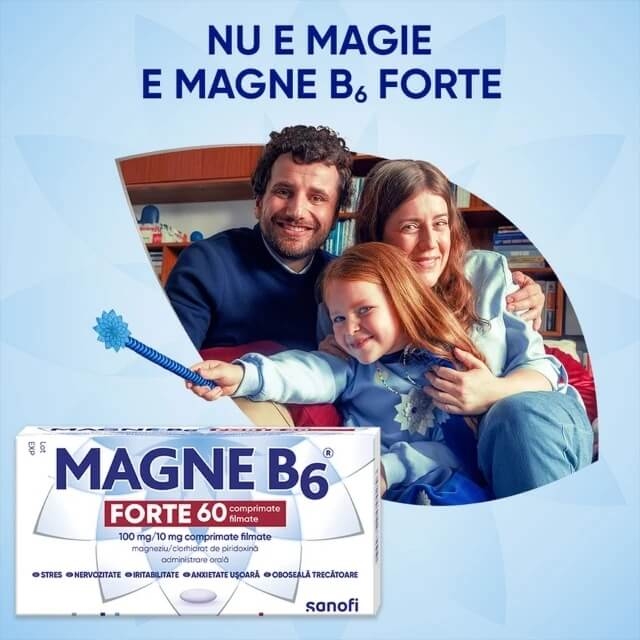 Magne B6 Forte 100 mg/10 mg, 60 comprimate filmate, Sanofi Magne B6 Forte 100 mg/10 mg, 60 comprimate filmate, Sanofi