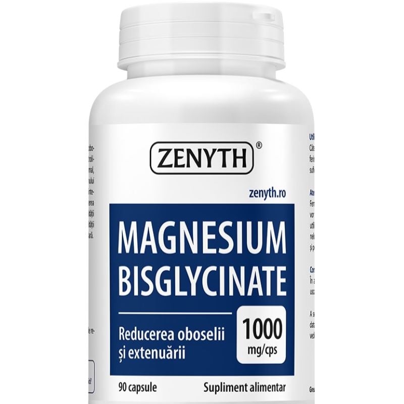 Magnesium Bisglycinate (magneziu bisglicinat), 1000 mg, 90 capsule, Zenyth Magnesium Bisglycinate (magneziu bisglicinat), 1000 mg, 90 capsule, Zenyth