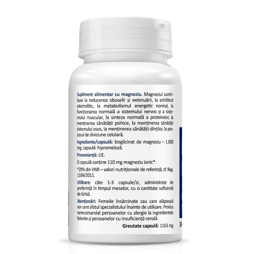 Magneziu bisglicinat, 1000 mg, 30 capsule, Zenyth Magneziu bisglicinat, 1000 mg, 30 capsule, Zenyth
