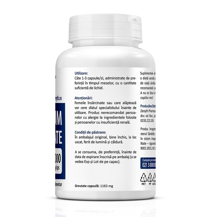 Magnesium Bisglycinate (magneziu bisglicinat), 1000 mg, 90 capsule, Zenyth Magnesium Bisglycinate (magneziu bisglicinat), 1000 mg, 90 capsule, Zenyth