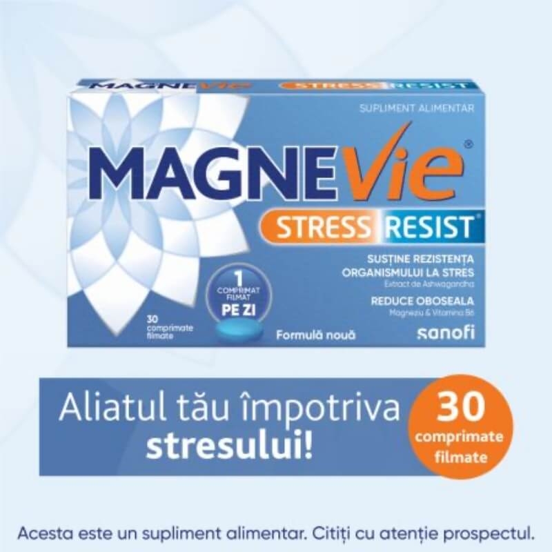 MagneVie Stress Resist Ashwagandha, 30 comprimate filmate, Sanofi MagneVie Stress Resist Ashwagandha, 30 comprimate filmate, Sanofi