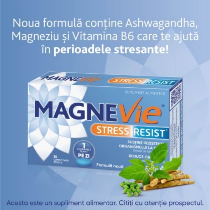 MagneVie Stress Resist Ashwagandha, 30 comprimate filmate, Sanofi MagneVie Stress Resist Ashwagandha, 30 comprimate filmate, Sanofi