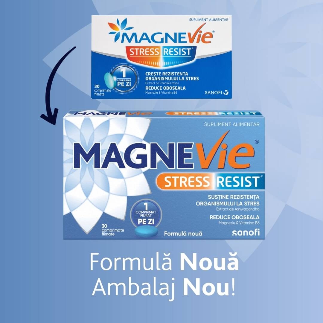 MagneVie Stress Resist Ashwagandha, 30 comprimate filmate, Sanofi MagneVie Stress Resist Ashwagandha, 30 comprimate filmate, Sanofi