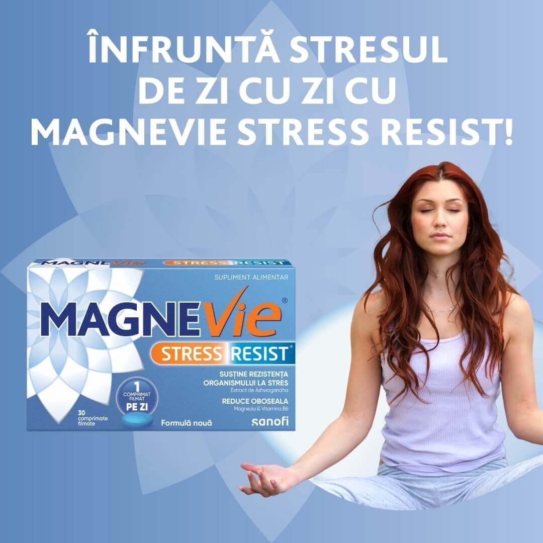 MagneVie Stress Resist Ashwagandha, 30 comprimate filmate, Sanofi MagneVie Stress Resist Ashwagandha, 30 comprimate filmate, Sanofi
