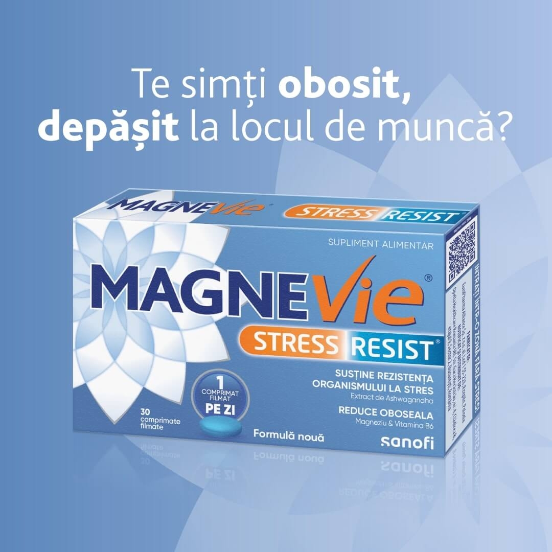 MagneVie Stress Resist Ashwagandha, 30 comprimate filmate, Sanofi MagneVie Stress Resist Ashwagandha, 30 comprimate filmate, Sanofi