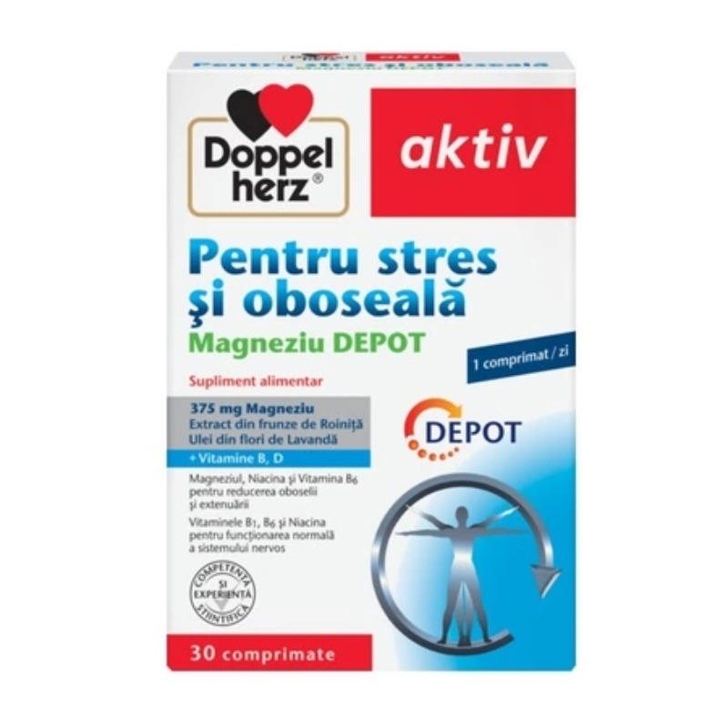 Magneziu Depot pentru stres si oboseala, 30 comprimate, Doppelherz Magneziu Depot pentru stres si oboseala, 30 comprimate, Doppelherz
