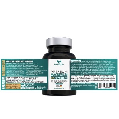 Magneziu bisglicinat Premium 815 mg, 30 capsule, Boost4Life