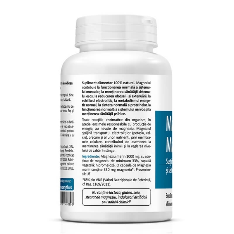 Magneziu Marin 1000 mg, 60 capsule, Zenyth Magneziu Marin 1000 mg, 60 capsule, Zenyth