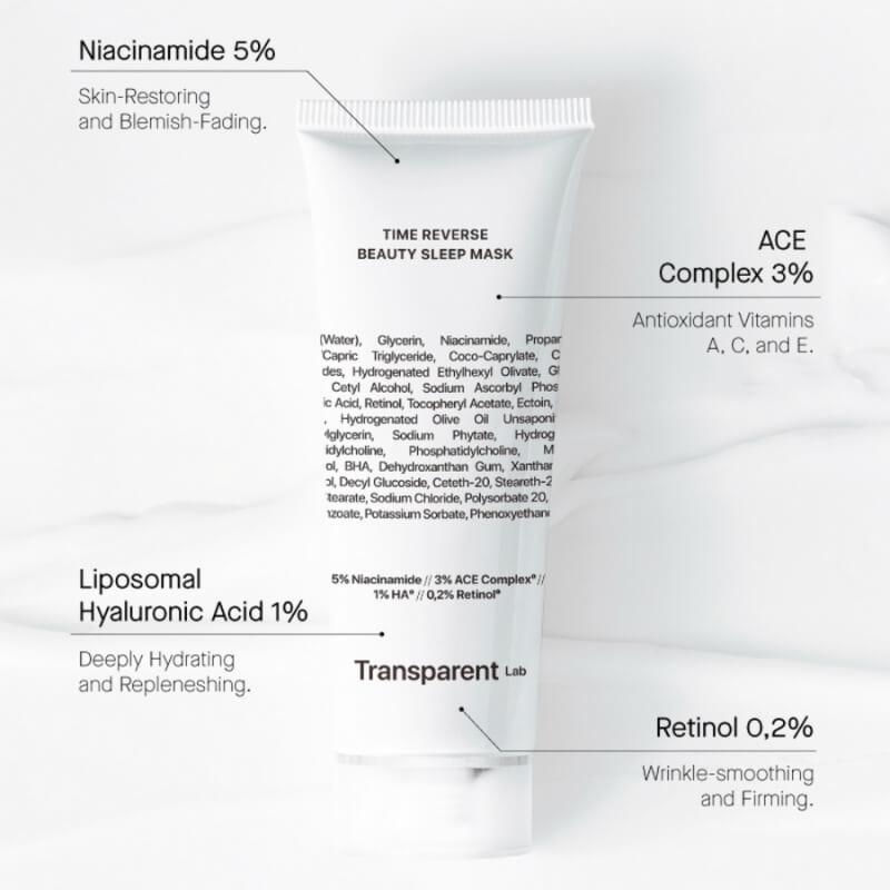 Masca De Noapte Anti-Aging Cu Niacinamide Si Retinol, 75 ml, Transparent Lab Masca De Noapte Anti-Aging Cu Niacinamide Si Retinol, 75 ml, Transparent Lab