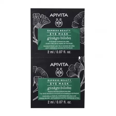 Masca pentru ochi obositi cu extract de Ginko Biloba Express Beauty, 2 x 2 ml, Apivita Masca pentru ochi obositi cu extract de Ginko Biloba Express Beauty, 2 x 2 ml, Apivita