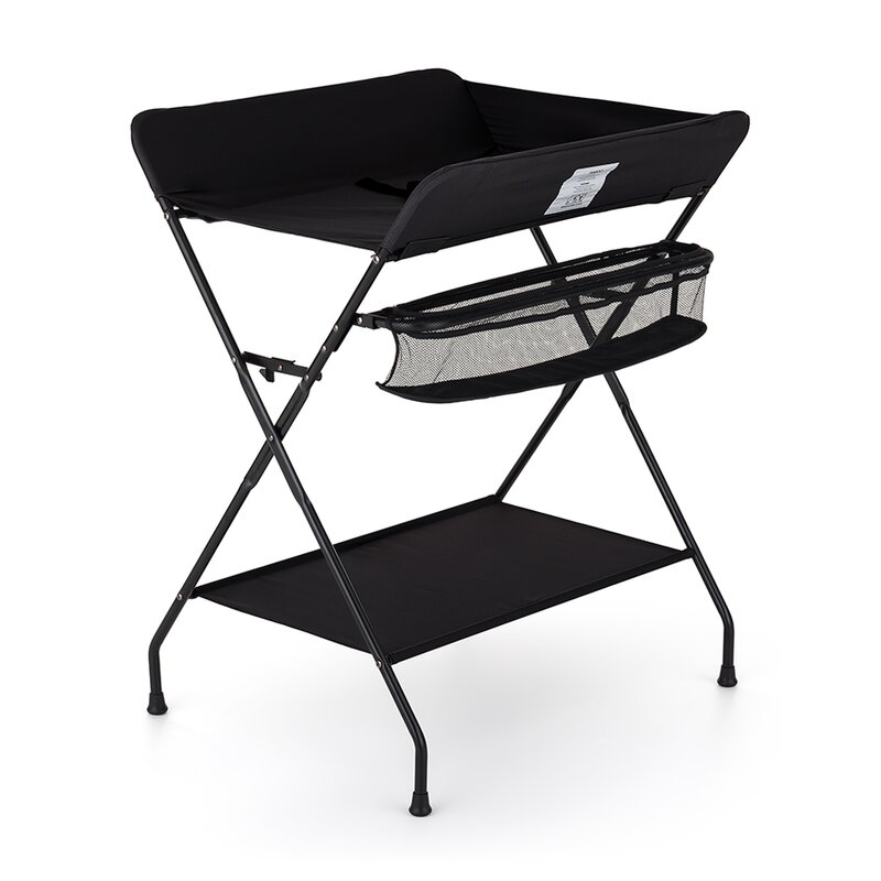 Masuta pentru infasat si schimbat scutece, Feedo, Multifunctionala, Pliabila, Cu raft pentru depozitare si compartiment lateral, Realizata din fier, panza si in, 80.5 x 67 x 102.5 cm, Negru Masuta pentru infasat si schimbat scutece, Feedo, Multifunctionala, Pliabila, Cu raft pentru depozitare si compartiment lateral, Realizata din fier, panza si in, 80.5 x 67 x 102.5 cm, Negru
