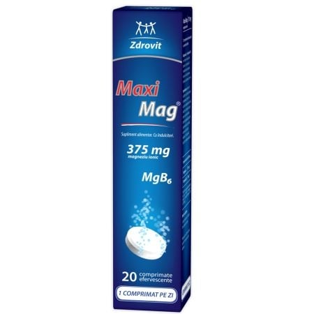MaxiMag, 375 mg, 20 comprimate efervescente, Zdrovit MaxiMag, 375 mg, 20 comprimate efervescente, Zdrovit