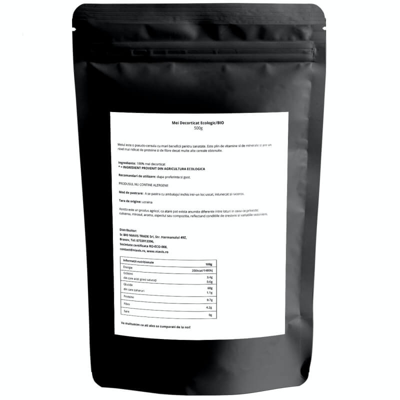 Mei decorticat ecologic, 500 g, Niavis Mei decorticat ecologic, 500 g, Niavis