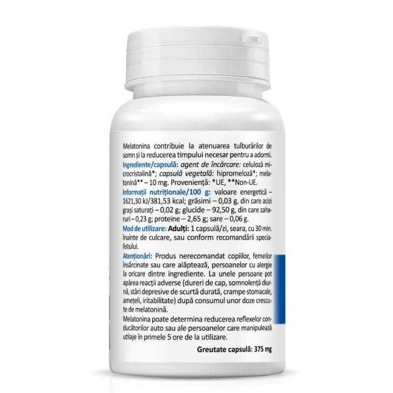 Melatonin Forte 10 mg, 30 capsule vegetale, Zenyth Melatonin Forte 10 mg, 30 capsule vegetale, Zenyth