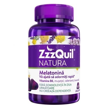 Melatonina, 60 jeleuri, ZzzQuil Natura Melatonina, 60 jeleuri, ZzzQuil Natura