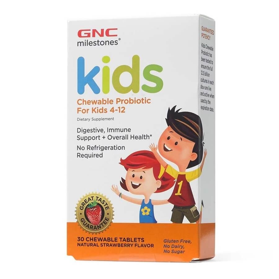 Probiotice cu aroma de capsuni pentru copii 4-12 ani Milestones Kids, 30 tablete masticabile, GNC