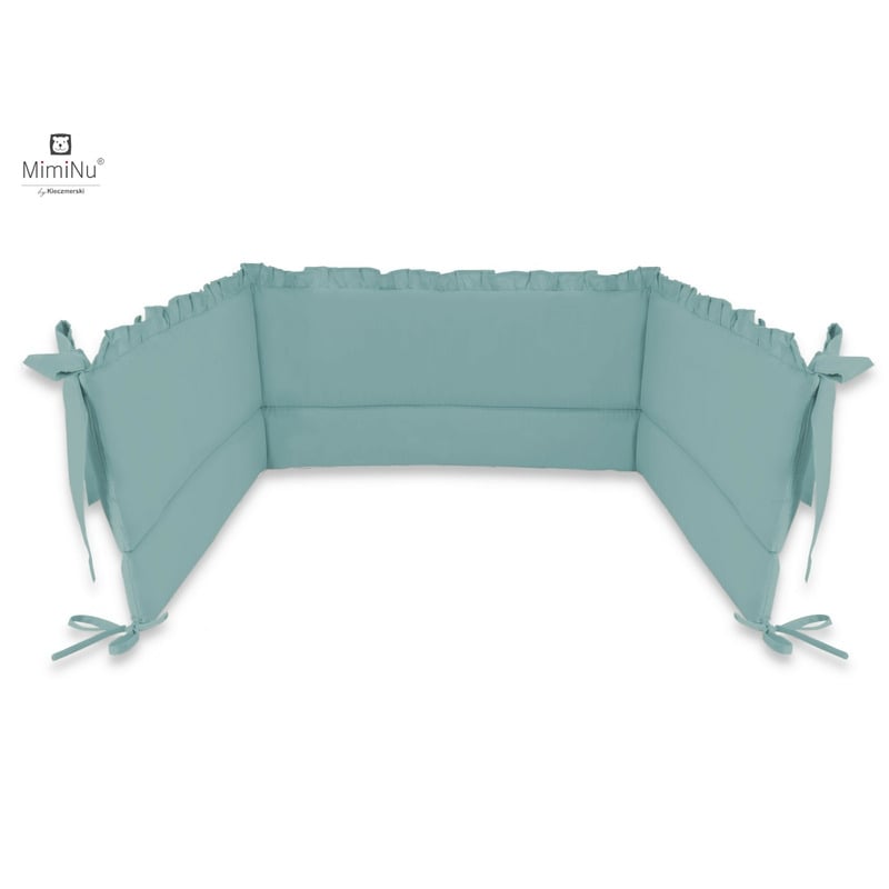 Aparatoare pentru patut 120x60 cm, Cu volanase, Din bumbac certificat Oeko Tex Standard 100, Cu inaltimea de 30 cm, Cu panglici, Colectia Royal, Nepal Green, MimiNu Aparatoare pentru patut 120x60 cm, Cu volanase, Din bumbac certificat Oeko Tex Standard 100, Cu inaltimea de 30 cm, Cu panglici, Colectia Royal, Nepal Green, MimiNu