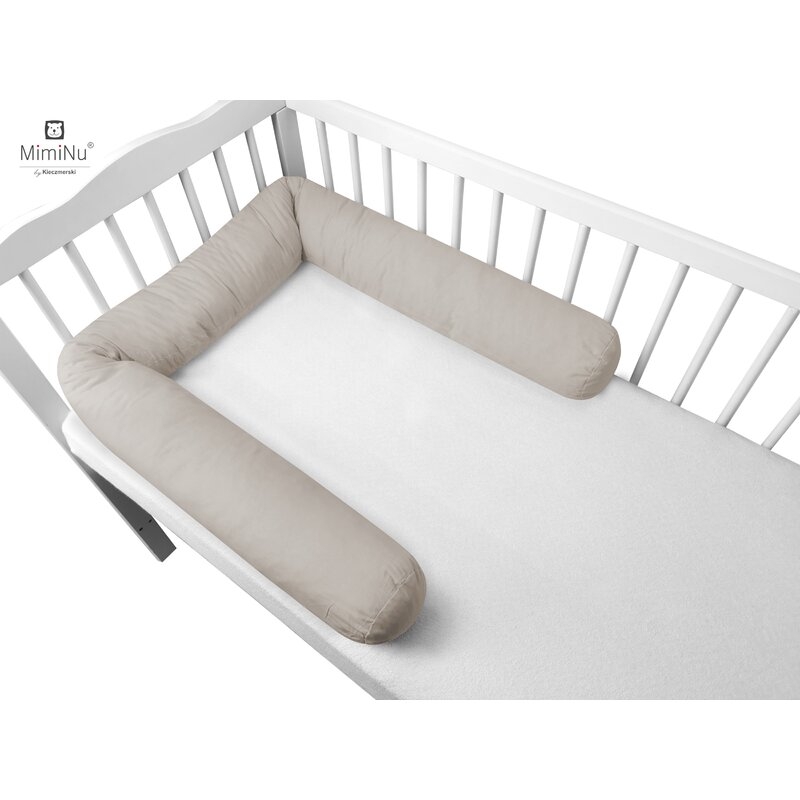 MimiNu - Aparatoare tip rulou pentru patut, Lungime 180 cm, Din bumbac, Cu diametru de 10 cm, Colectia Royal, Beige MimiNu - Aparatoare tip rulou pentru patut, Lungime 180 cm, Din bumbac, Cu diametru de 10 cm, Colectia Royal, Beige