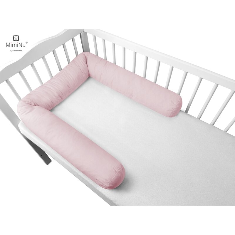 MimiNu - Aparatoare tip rulou pentru patut, Lungime 180 cm, Din bumbac, Cu diametru de 10 cm, Colectia Royal, Powder Pink MimiNu - Aparatoare tip rulou pentru patut, Lungime 180 cm, Din bumbac, Cu diametru de 10 cm, Colectia Royal, Powder Pink