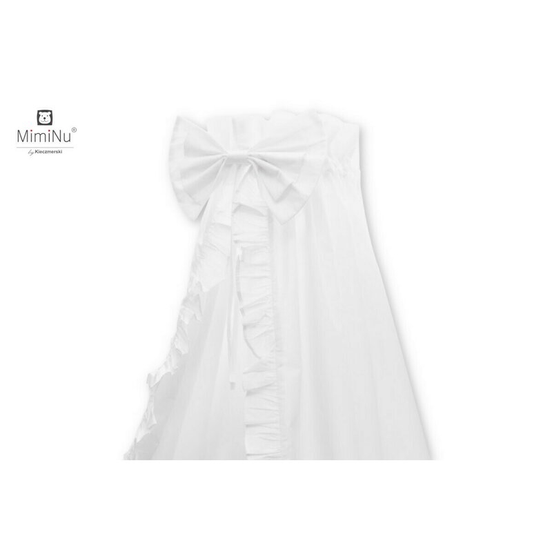 MimiNu - Baldachin din tull, pentru patut, cu funda si volan, 210x145 cm, Alb MimiNu - Baldachin din tull, pentru patut, cu funda si volan, 210x145 cm, Alb