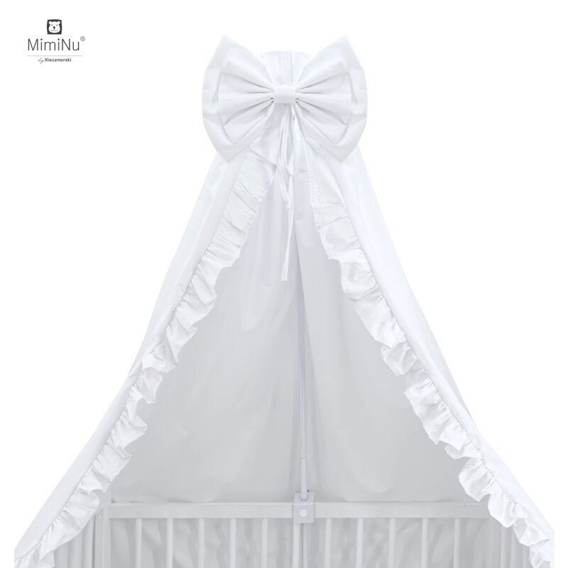 MimiNu - Baldachin din tull, pentru patut, cu funda si volan, 210x145 cm, Alb MimiNu - Baldachin din tull, pentru patut, cu funda si volan, 210x145 cm, Alb