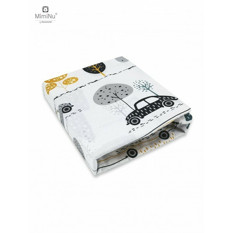 Cearceaf cu elastic, Din bumbac certificat Oeko Tex Standard 100, Pentru pat 160x80 cm, Childrens Journey Grey, MimiNu Cearceaf cu elastic, Din bumbac certificat Oeko Tex Standard 100, Pentru pat 160x80 cm, Childrens Journey Grey, MimiNu