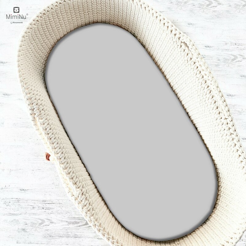 MimiNu - Cearceaf cu elastic pentru landou, 80x35 cm, Din Jerseu, Gray MimiNu - Cearceaf cu elastic pentru landou, 80x35 cm, Din Jerseu, Gray