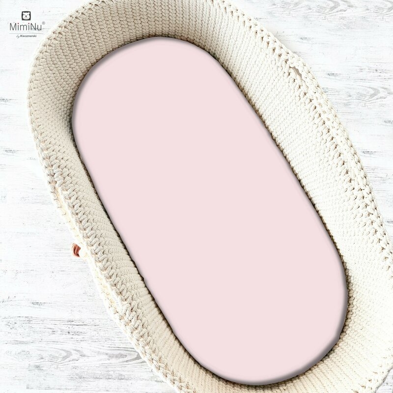 MimiNu - Cearceaf cu elastic pentru landou, 80x35 cm, Din Jerseu, Pink MimiNu - Cearceaf cu elastic pentru landou, 80x35 cm, Din Jerseu, Pink