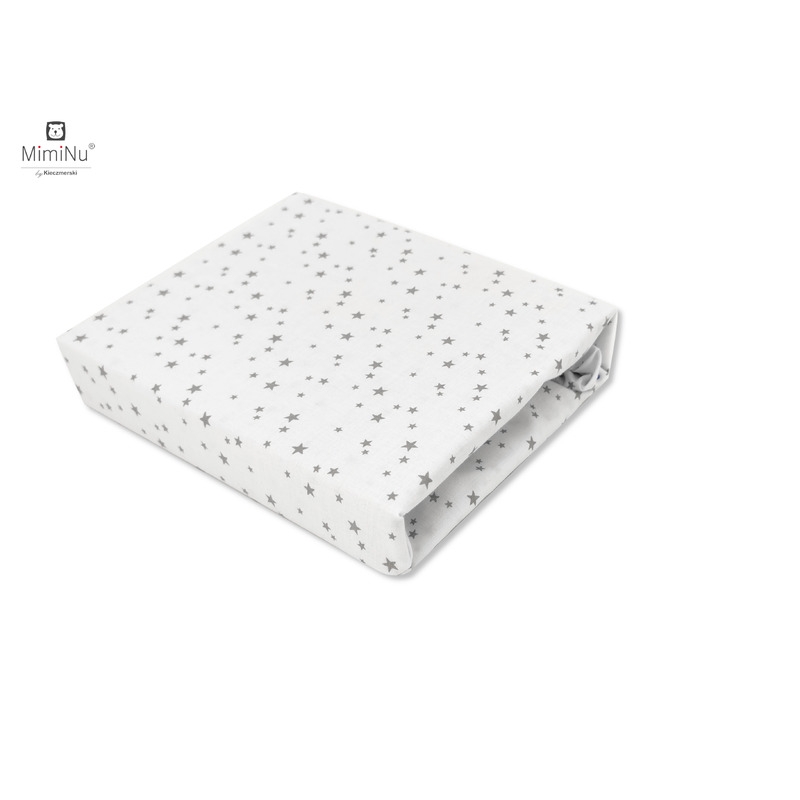 MimiNu - Cearceaf cu elastic pentru patut leagan sau patut co-sleeper, Dimensiune 90x40 cm, Din bumbac certificat Oeko Tex Standard 100, Mini Gray Stars MimiNu - Cearceaf cu elastic pentru patut leagan sau patut co-sleeper, Dimensiune 90x40 cm, Din bumbac certificat Oeko Tex Standard 100, Mini Gray Stars