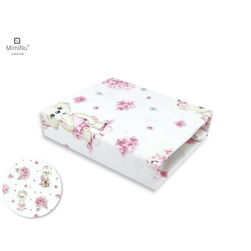 MimiNu - Cearceaf cu elastic pentru patut leagan sau patut co-sleeper, Dimensiune 90x40 cm, Din bumbac, Design, Pink Ballerina MimiNu - Cearceaf cu elastic pentru patut leagan sau patut co-sleeper, Dimensiune 90x40 cm, Din bumbac, Design, Pink Ballerina