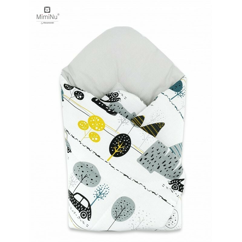 Paturica de infasat cu doua fete, Cu multiple utilizari, Cu inchidere arici velcro, Dimensiune 75x75 cm, Din bumbac certificat Oeko Tex Standard 100, Childrens Journey Grey, MimiNu Paturica de infasat cu doua fete, Cu multiple utilizari, Cu inchidere arici velcro, Dimensiune 75x75 cm, Din bumbac certificat Oeko Tex Standard 100, Childrens Journey Grey, MimiNu